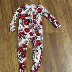 Posh Peanut Baby Girls 12-18 Months Vivid Floral Print Ruffle Bum Footie Sleeper